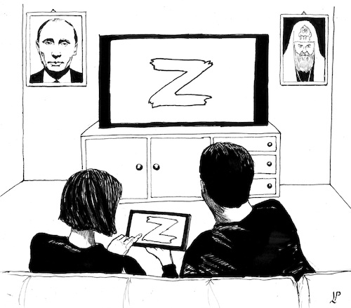 Cartoon: Information in Russia (medium) by paolo lombardi tagged censorship,russia,putin,war,fascism,media,social