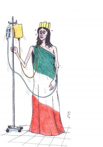 Cartoon: Italy terminal illeness (medium) by paolo lombardi tagged italy,democracy,fascism,berlusconi,ratzinger