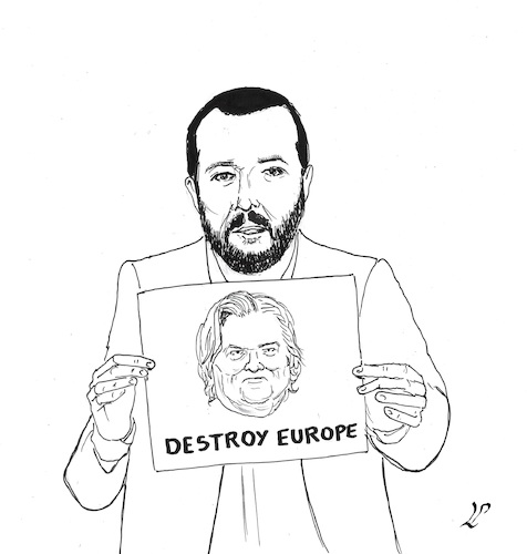 Cartoon: Salvini with Bannon (medium) by paolo lombardi tagged italy,europe