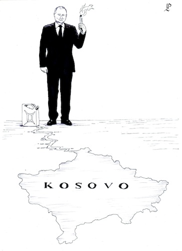 Cartoon: Serbia Kosovo crisis (medium) by paolo lombardi tagged russia,serbia,kosovo,crisis,war,peace