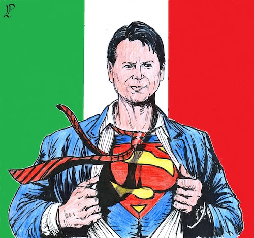 Cartoon: Super Conte (medium) by paolo lombardi tagged coronavirus,italy,europe