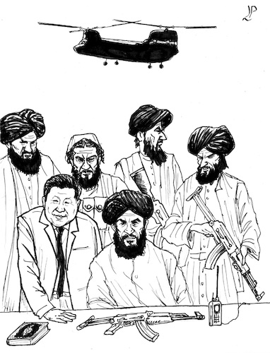 Cartoon: The chinese friend (medium) by paolo lombardi tagged afghanistan,usa,china,taliban,jin,ping,war,terrorism