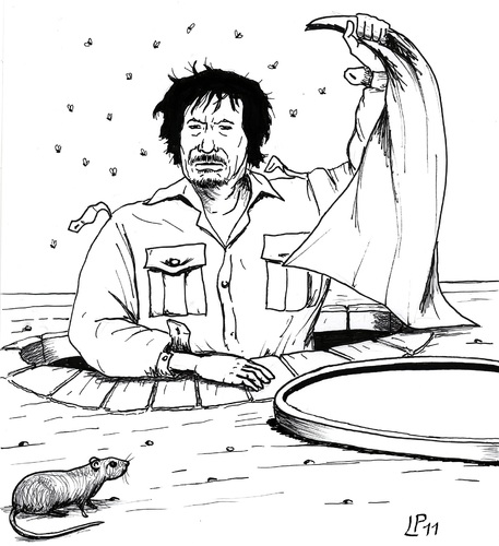 Cartoon: the Rat (medium) by paolo lombardi tagged libya,gaddafi,war,krieg,peace