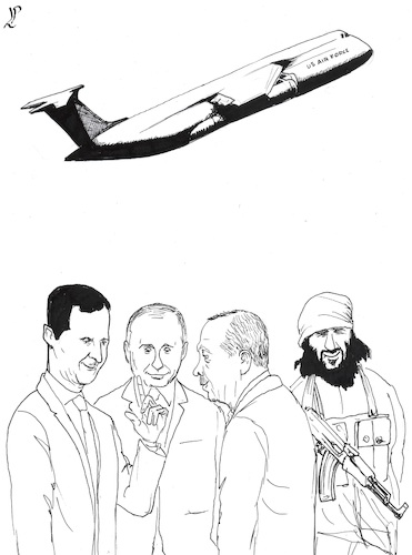 Cartoon: US withdrawal from Syria (medium) by paolo lombardi tagged syria,turkey,usa,russia,isis