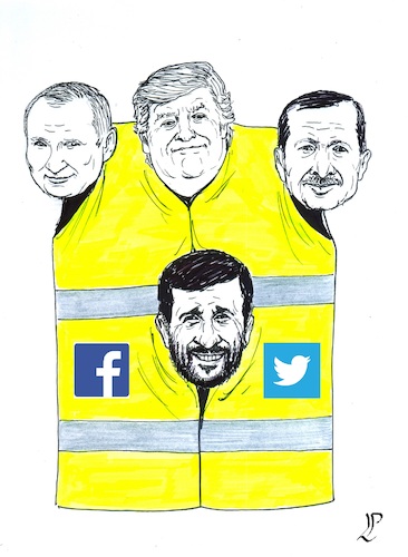 Cartoon: Yellow gilets supporters (medium) by paolo lombardi tagged france