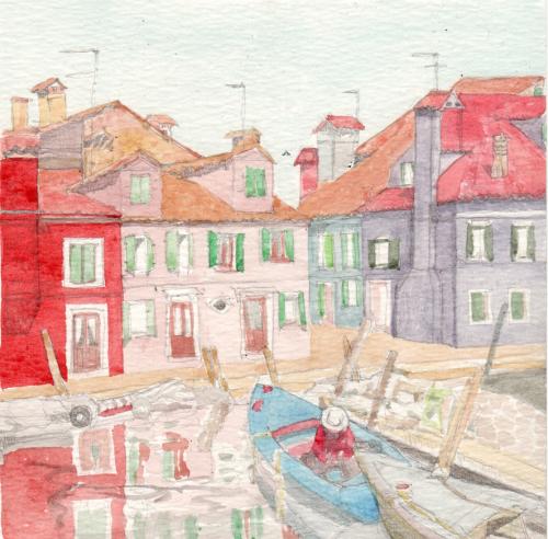 Cartoon: colorful town   Burano (medium) by etsuko tagged illustration