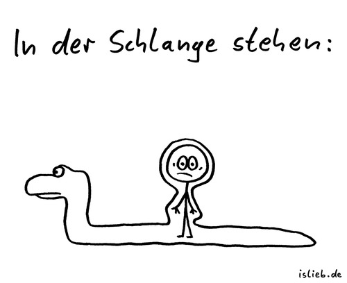 Cartoon: In der Schlange stehen (medium) by islieb tagged strichmännchen,islieb,warten,einkaufen,schlange