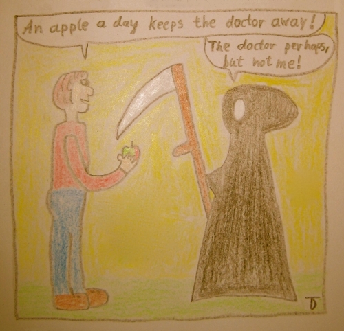 Cartoon: Apple (medium) by LaRoth tagged tod,the,grim,reaper,sensenmann