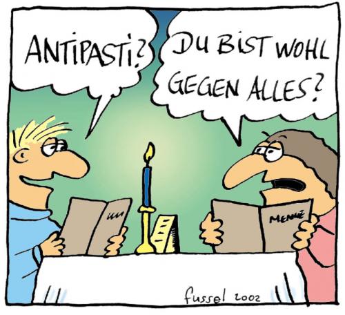 Cartoon: Antipasti (medium) by fussel tagged antipasti,restaurant,italiener,beziehung