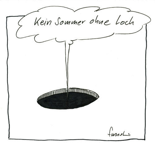 Cartoon: Das Loch im Sommer (medium) by fussel tagged sommerloch,sommer,saure,gurken
