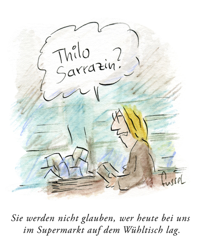 Cartoon: Ein gutes Zeichen (medium) by fussel tagged sarrazin,bücher,ramsch