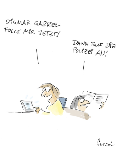 Cartoon: Follow me (medium) by fussel tagged follow,twitter,tweet,follower,folgen,social,media,soziale,netzwerke,medien,sigmar,gabriel