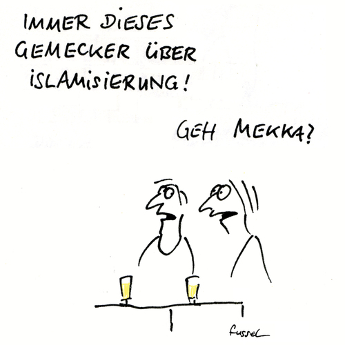 Cartoon: Sprachmusulmanisierung (medium) by fussel tagged islamisierung,des,abendlandes,mekka,sprache,pegida,hogesa