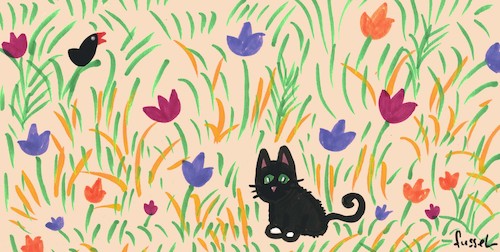 Cartoon: Spring (medium) by fussel tagged spring,cat,tomcat,kitten,birds,flowers,tulips,spring,cat,tomcat,kitten,birds,flowers,tulips