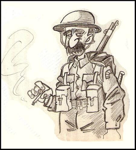 Cartoon: soldado britanico wwii (medium) by PEPE GONZALEZ tagged soldier,wwii,war,british,england,ingles,uniforme,soldado