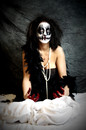 Cartoon: Lady Death (small) by Krinisty tagged death,lady,blood,sexy,naked,feathers,boa,photography