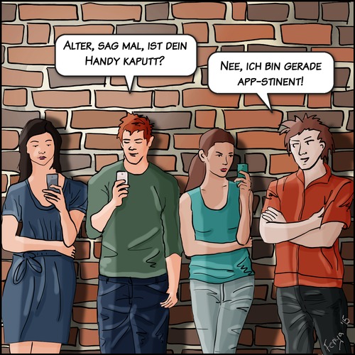 Cartoon: Appstinenz (medium) by Fenya tagged teenies,kids,freizeit,internet,abstinenz,jugend,smartphone,handy