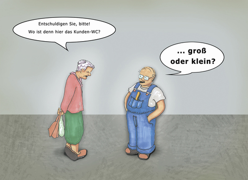 Cartoon: Nachgefragt (medium) by SoRei tagged information,überflüssige,indiskretion,kundentoilette,toilette,dummes,nachfragen,boßstellung,motiv,motivation,dringend,notdurft,peinlich,sich,offenbaren,distanzlos,übergriffig,frech,unverschämt,taktlos,einzelheiten,ins,detail,gehen,vertiefen