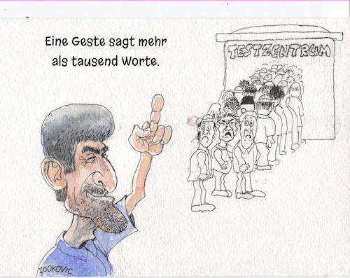 Cartoon: Djokovic (medium) by Bert Kohl tagged tennisstar,ungeimpft