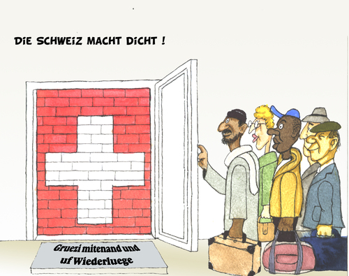 Cartoon: Einwandererstop (medium) by Bert Kohl tagged invasion,der,ausländer,gestoppt