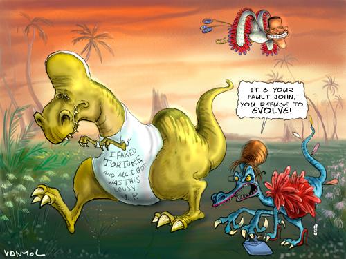 Cartoon: Jurassic Palin (medium) by Vanmol tagged palin,mccain,obama
