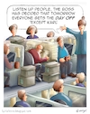 Cartoon: Day off (small) by George tagged worker,office,boss