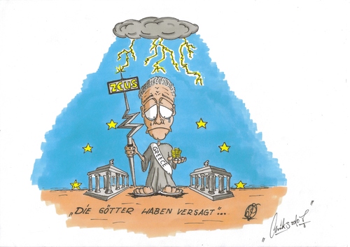 Cartoon: Die Götter haben versagt (medium) by The Illustrator tagged handzeichnung,illustration,geld,money