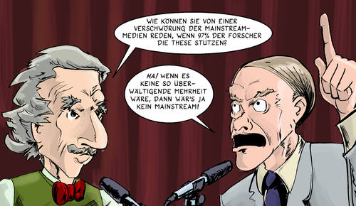 Cartoon: Mainstream (medium) by Jaehling tagged denialism,klimaschutz,logik,wissenschaft,denken,umwelt