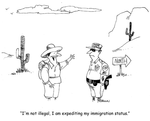 Cartoon: Immigration status (medium) by Joebrowntoons tagged reform,mexico,patrol,border,alien,illegal,immigration