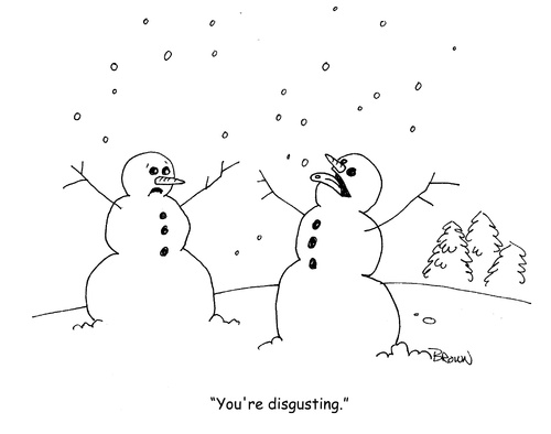 Cartoon: Snowman snack (medium) by Joebrowntoons tagged snowman,snow,winter,joebrown,funny,gag,singlepanel,cartoon,carttonist,cartooning