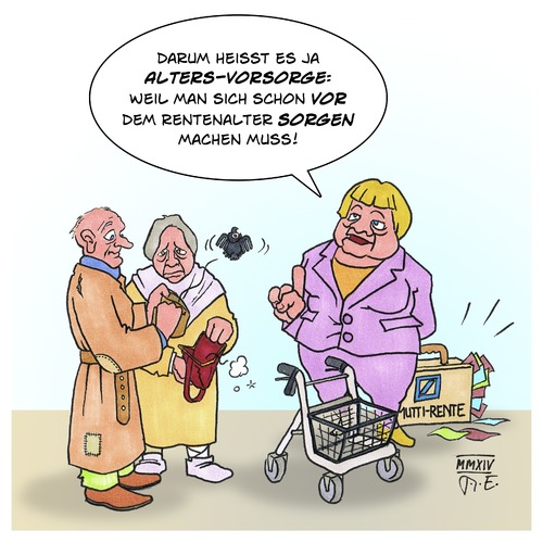 Cartoon: Alters-Vorsorge (medium) by Timo Essner tagged altersvorsorge,rente,merkel,altersarmut,altersvorsorge,rente,merkel,altersarmut