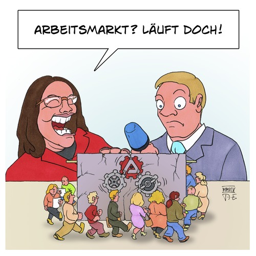 Cartoon: Arbeitsmarkt (medium) by Timo Essner tagged arbeitsamt,arbeitsmarkt,arbeit,arbeit,arbeitsmarkt,arbeitsamt,agentur,für,nahles,interview,spd
