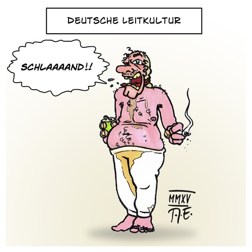Cartoon: Deutsche Leitkultur (medium) by Timo Essner tagged integration,deutschland,gewohnheiten,einwanderung,kultur,leitkultur,leitkultur,kultur,einwanderung,gewohnheiten,deutschland,integration