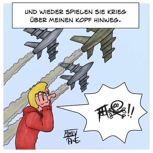 Cartoon: Krieg der Lärme (medium) by Timo Essner tagged nato,flugzeuge,luftwaffe,lärm,lärmbelästigung,fluglärm,nato,flugzeuge,luftwaffe,lärm,lärmbelästigung,fluglärm