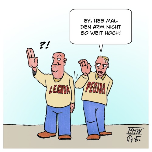 Cartoon: Rechten Arm runter! (medium) by Timo Essner tagged pegida,rechtsextremismus,pegida,rechtsextremismus