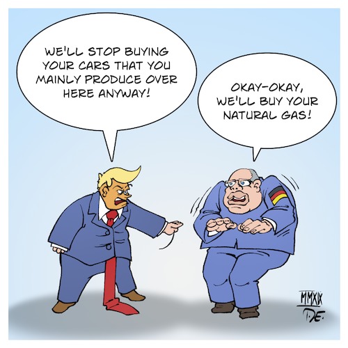 Cartoon: Trump vs. German Cars (medium) by Timo Essner tagged donald,trump,peter,altmaier,germany,usa,cars,car,industry,taxes,tariffs,natural,gas,lng,russia,energy,cartoon,timo,essner,donald,trump,peter,altmaier,germany,usa,cars,car,industry,taxes,tariffs,natural,gas,lng,russia,energy,cartoon,timo,essner