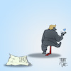 Cartoon: Trump dropping the mask (small) by Timo Essner tagged usa leaving who trump masks covid19 corona covid science public health cartoon timo essner