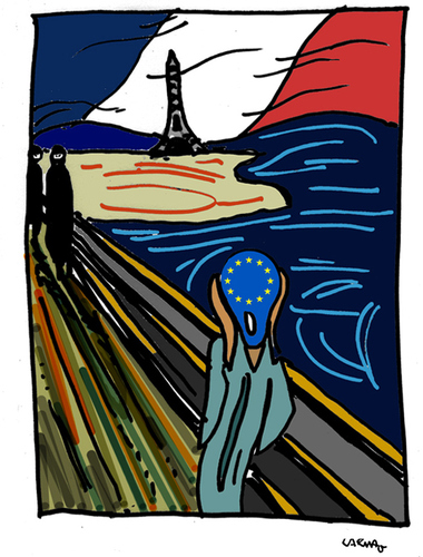 Cartoon: Euroscream (medium) by Carma tagged war,politics,gogh,van,paris,terrorism,attacks,france