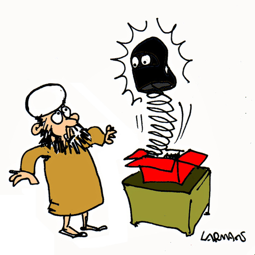 Cartoon: Surprise (medium) by Carma tagged terrorism,islam,muslim,jack,in,the,box