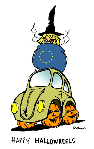 Cartoon: Wheels (medium) by Carma tagged halloween,volkswagen,merkel,eu