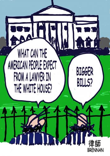 Cartoon: Lawyer President in White House (medium) by Paul Brennan tagged obama,lawyer,elected
