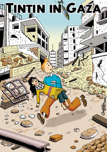 Cartoon: Tintin in Gaza (medium) by carloseco tagged tintin,gaza,palestina