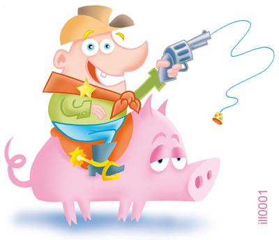 Cartoon: Ill0001 (medium) by comicexpress tagged pig,hog,swine,sheriff,cowboy,wild,west,kid,kids,illustration,child,children