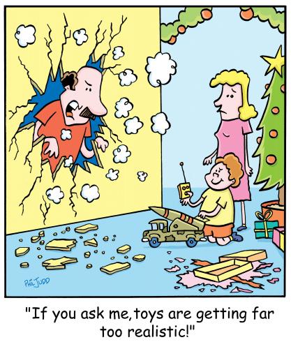 Cartoon: TP0193christmastoys (medium) by comicexpress tagged christmas,xmas,toys,presents,weapons,explosives,dangerous,child,children,kids,parents,mother,father