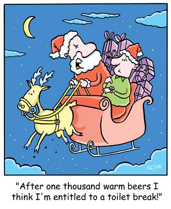Cartoon: TP0198christmassantasleigh (medium) by comicexpress tagged santa,claus,christmas,warm,beer,alchohol,bladder,toilet,break