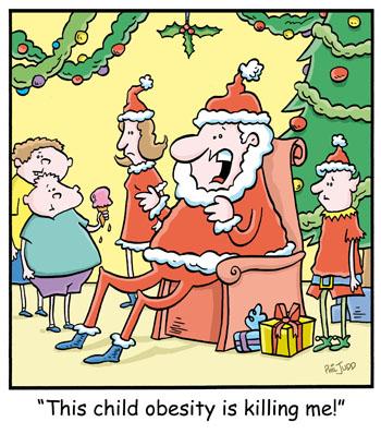 Cartoon: TP0240christmas (medium) by comicexpress tagged santa,claus,child,obesity,fat,over,weight,christmas,work,health,and,safety