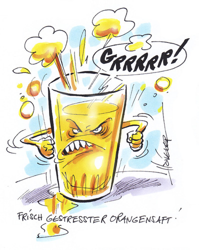 Cartoon: frisch gestresster Orangensaft (medium) by Hoevelercomics tagged orange,orangensaft,ernährung,obst,gesundheit