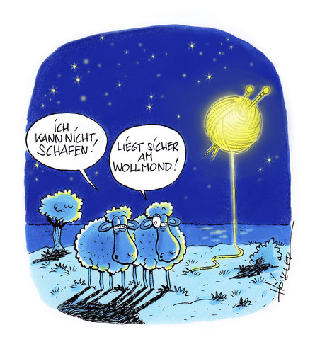Cartoon: Wollmond (medium) by Hoevelercomics tagged schaf,schäfer,natur,tier,tiere,vollmond,sheep,shepherd