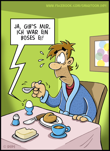 Cartoon: Morgenüberraschung (medium) by DIPI tagged ei,frühstück,mann,morgen,ei,frühstück,mann,morgen
