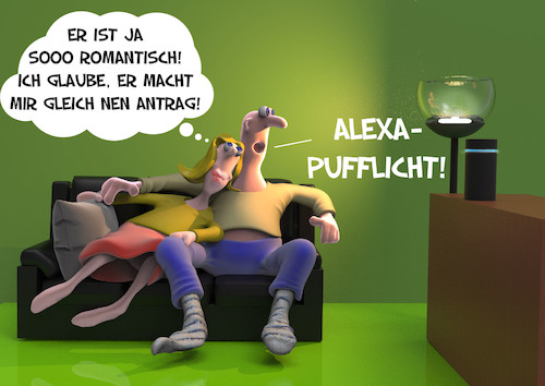Cartoon: Alexa (medium) by Rüsselhase tagged beziehung,alexa,prime,amazon,eheantrag